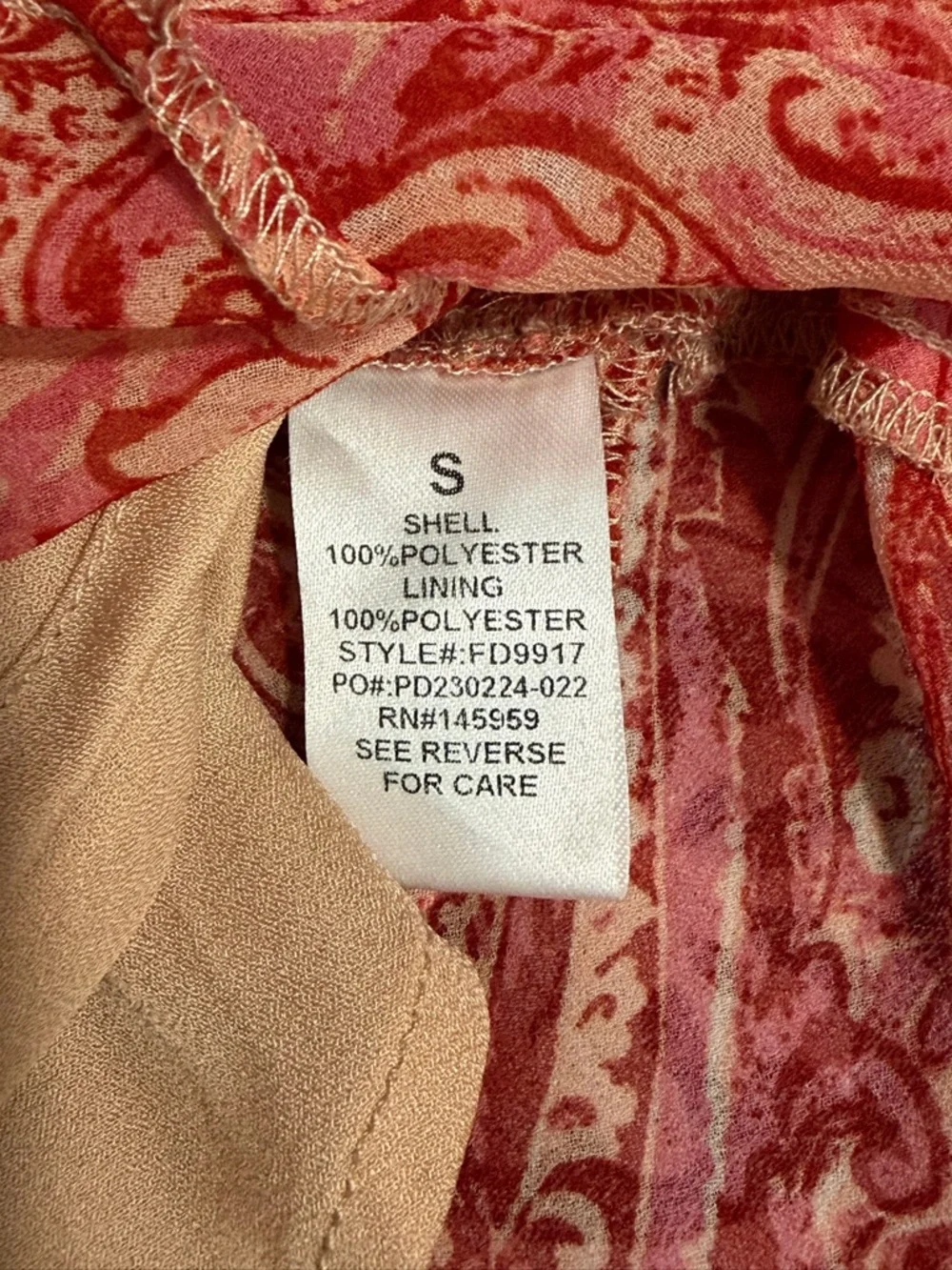 Dress Forum Los Angeles Coral Pink Paisley Maxi Dress Small - Picture 9 of 11